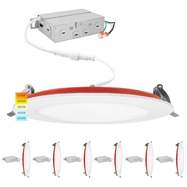 Luxrite 6 Inch LED Fire Rated Recessed Lights 5CCT 2700K-11000K 15W 1100LM Dimmable 2 Hour Fire Rated, 6PK LR23485-6PK - main